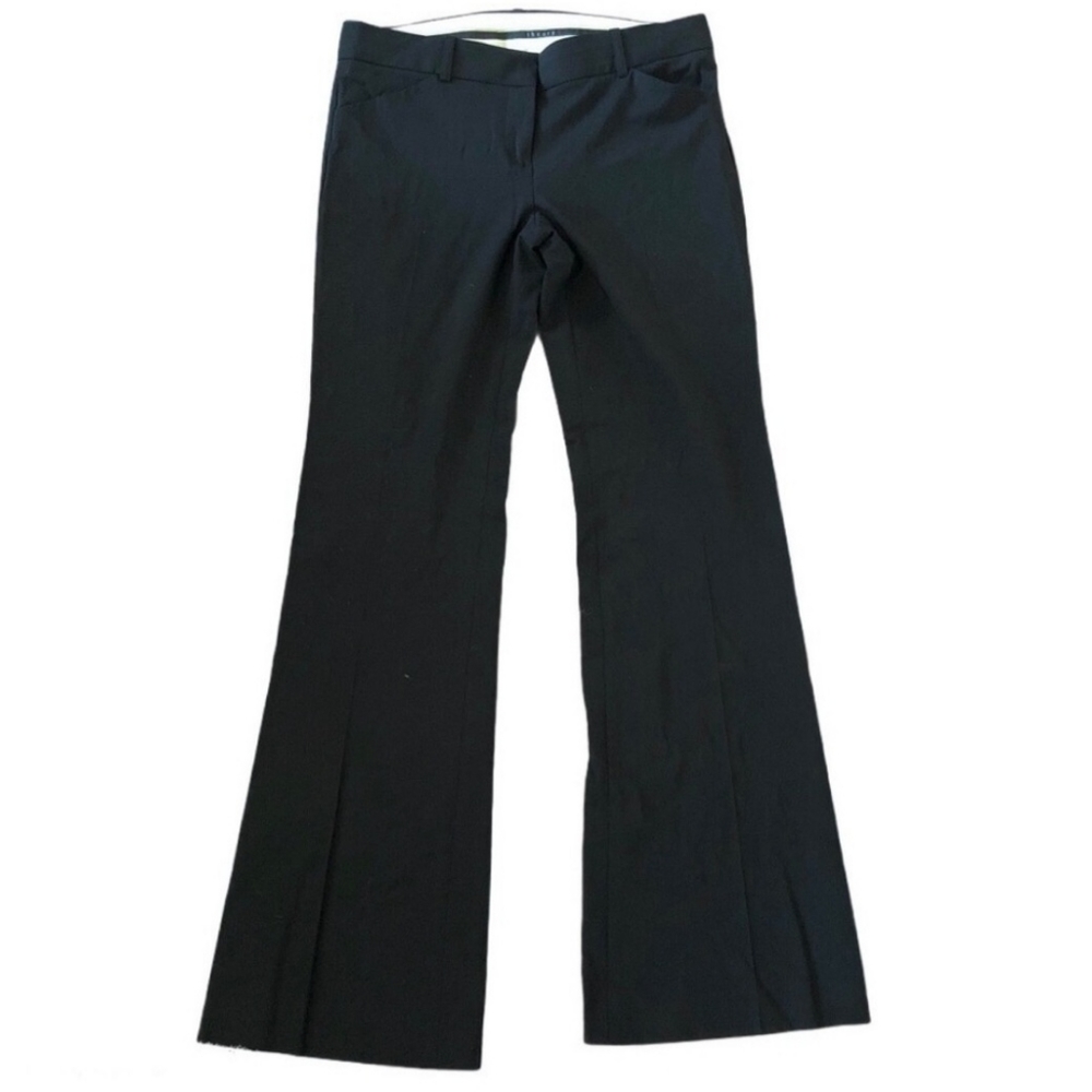 Theory Wool Max C Broadway Stretch Black Dress Pants Boot Flare Career Trouser 6